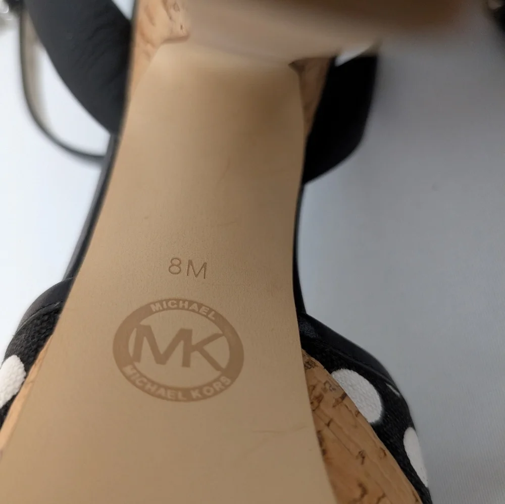 Michael Kors Adria Polka Dots Ankle Strap Cork Platform Sandals Heels Women's 8M - Picture 6 of 9
